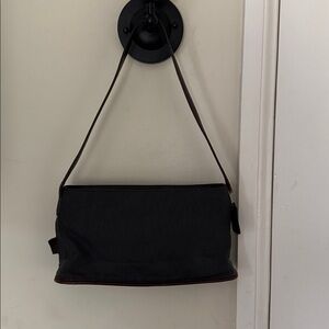 VINTAGE Coach Charcoal Black Jacquard Leather Trim Shoulder Bag  D9D-6136